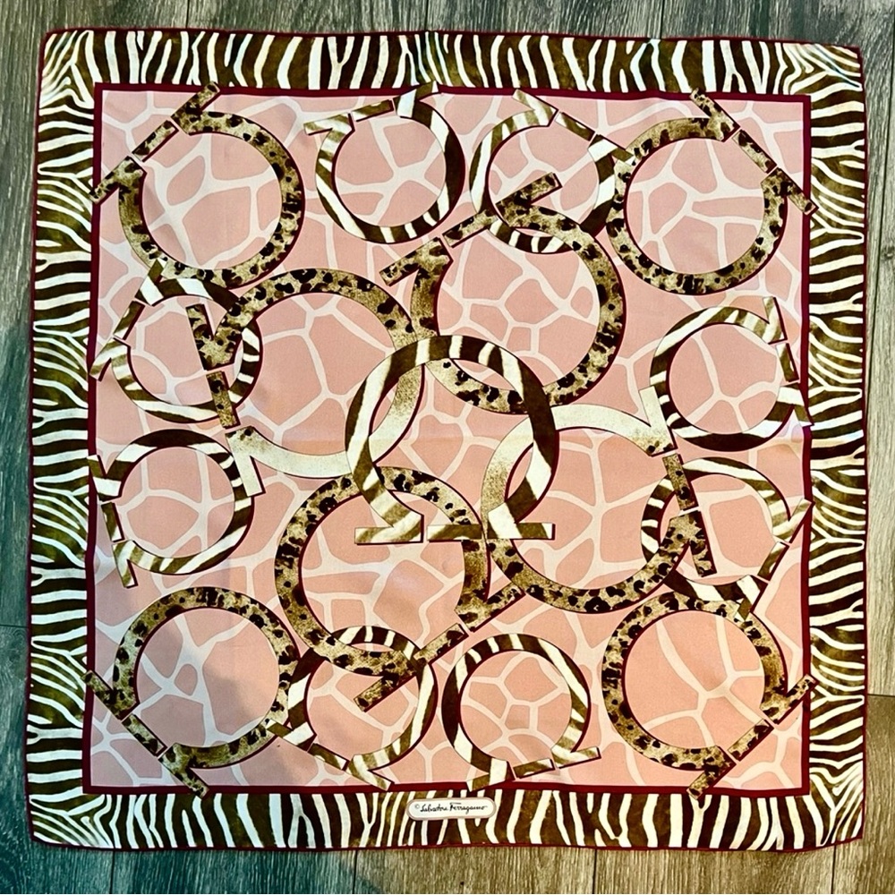 Salvatore Ferragamo silk monogram scarf 10/10 rating clean